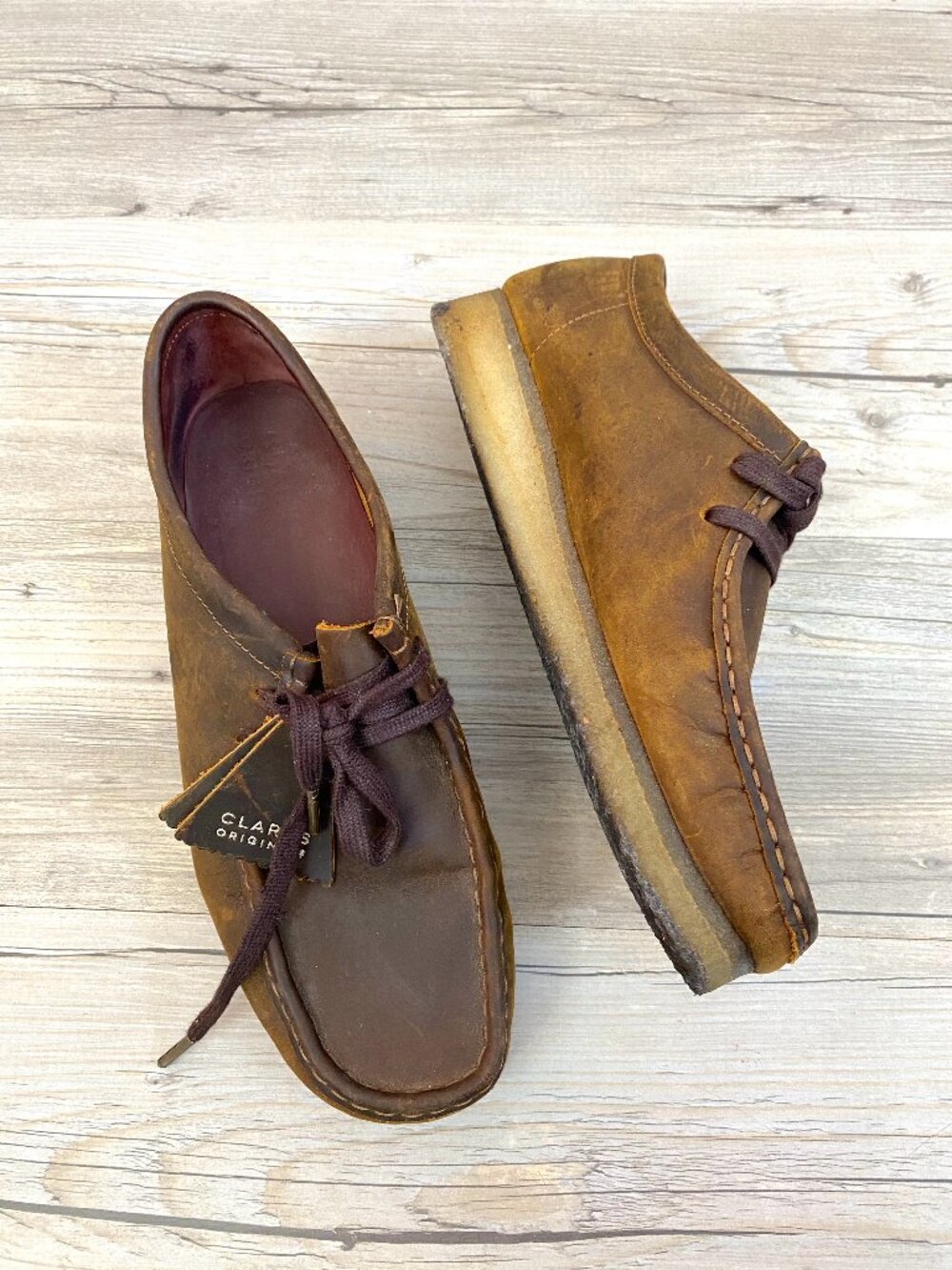 Vintage Clarks Brown Leather Wallabees Size 10